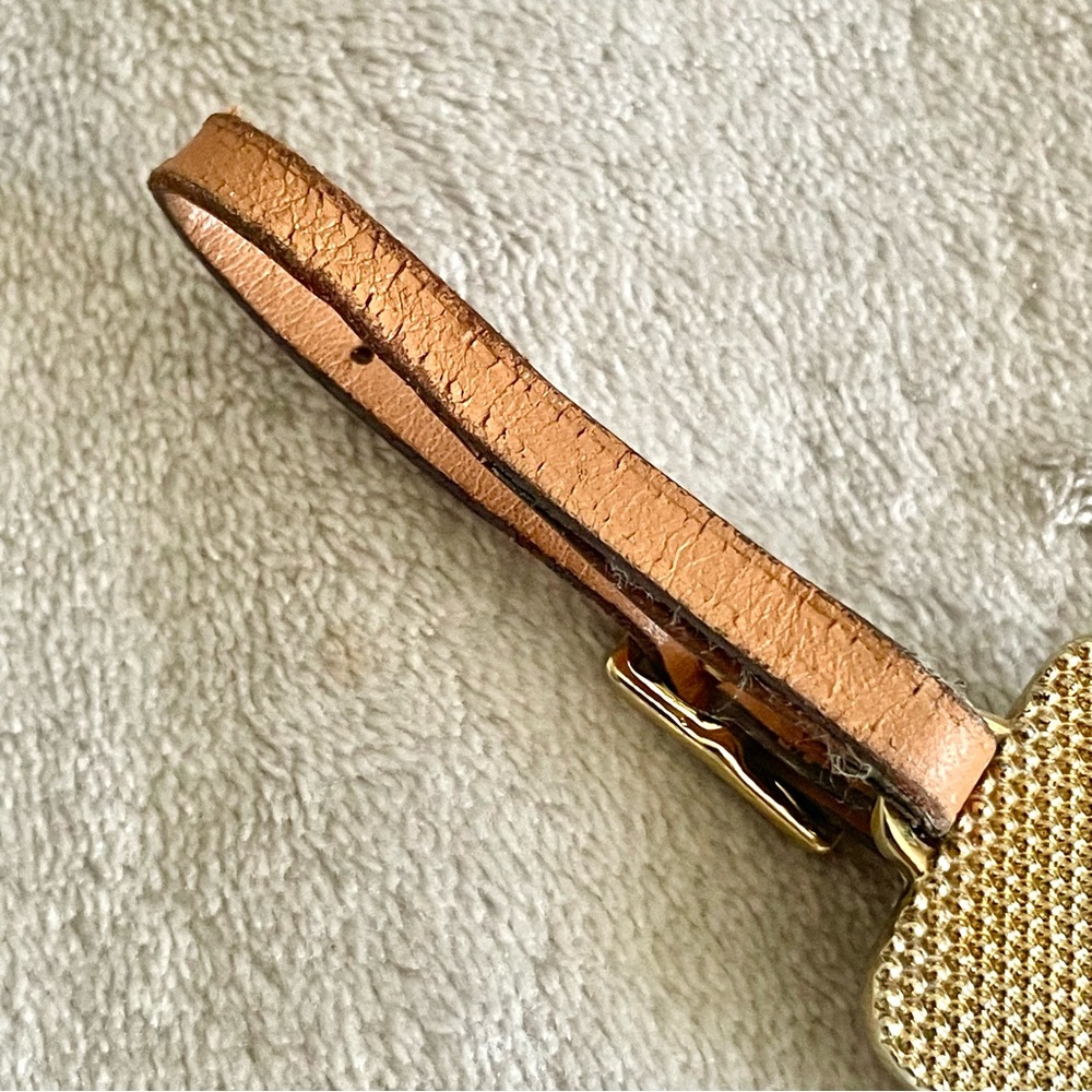 MCM Gold Tone Key Holder Bag Charm Brown Leather Strap - Picture 5 of 7